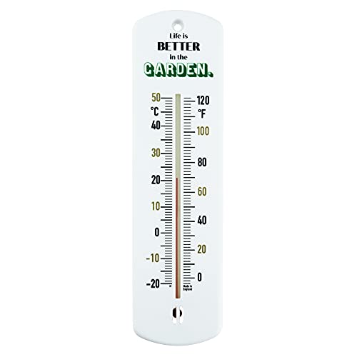 Gewächshaus-Thermometer – 240 mm klassisches Gartenthermometer Geschenk für den Außenbereich im Garten Gewächshaus Schuppen Allotment Zubehör Ideales Gartengeschenk (Leben ist besser im Garten) von Thermometer World