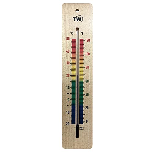 Großes 380 mm Holz-Raumthermometer für den Innenbereich, traditionelles Raumtemperatur-Thermometer, ideal für Zuhause, Büro, Kinderzimmer, Gewächshaus, Schuppen oder Garage von Thermometer World