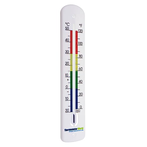 Thermometer Aussen 380 mm lang Analog - Gartenthermometer im Freien mit farbcodierten Zonen für die Außenterrasse im Gewächshaus Außenthermometer von Thermometer World
