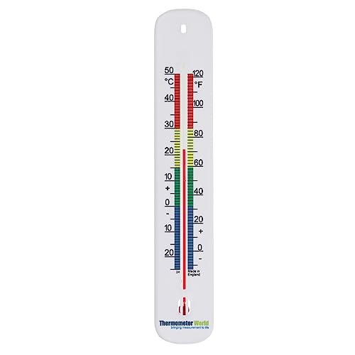 Raumthermometer Analog Temperaturmessgerät für den Innenbereich für Zuhause, Büro, Garten oder Gewächshaus, Innen und Außentemperatur-Thermometer, Wandmontage, 215 mm von Thermometer World