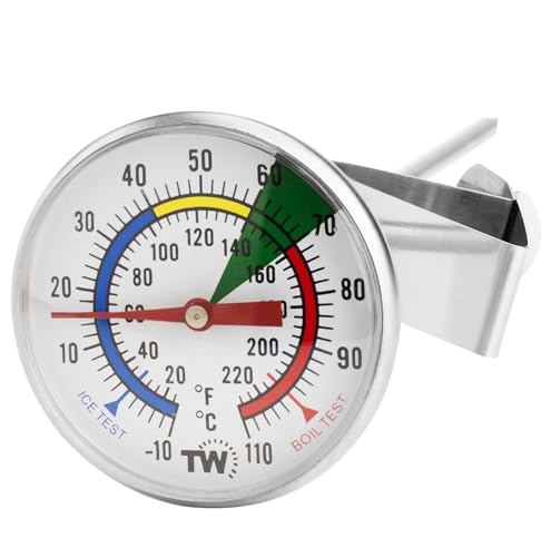 Thermometer Milch für Kaffee mit 175 mm Edelstahlsonde Kaffee Thermometer mit Clip Professionelles Barista-Milchtemperatur-Aufschäumthermometer Thermometer Milch für Kaffee mit 175 mm Edelstahlsonde Kaffee Thermometer mit Clip Professionelles Barista-Milchtemperatur-Aufschäumthermometer von Thermometer World