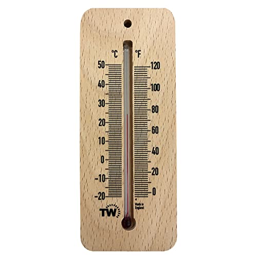 Thermometer aus Holz, für den Innenbereich, traditionelles Raumtemperatur-Thermometer, ideal für Zuhause, Büro, Kinderzimmer, Gewächshaus, Schuppen oder Garage, Holz, Wandthermometer, Schwarz von Thermometer World