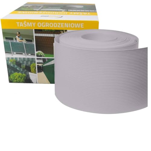 Thermoplast® Zaunsichtschutzstreifen aus Polypropylen für Doppelstabmatten in Grau PP 26 m x 19 cm UV-beständig Zaunsichtschutzrollen Windschutz von Thermoplast