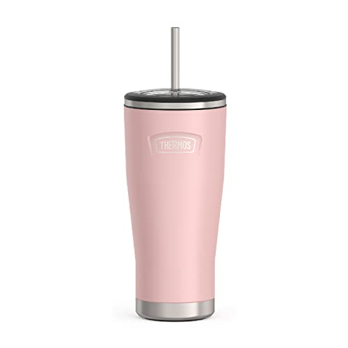 ICON SERIES BY THERMOS Kaltbecher aus Edelstahl mit Strohhalm, 680 ml, Sunset Pink von Thermos