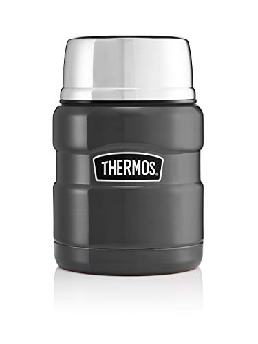 Kleines King Thermos®-Gefäß für Speisen, grau, Isoliergefäß mit Metalllöffel von Thermos