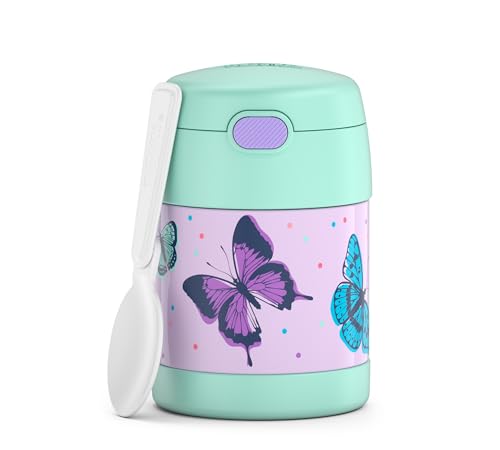 RMOVR THERMOS kids FUNTAINER FOOD JAR 0,30l, butterflies, Thermobehälter für Essen mit Löffel für Kinder, 5 h heiß / 7 h kalt, absolut dicht für Suppe, Müsli, Pause von Thermos