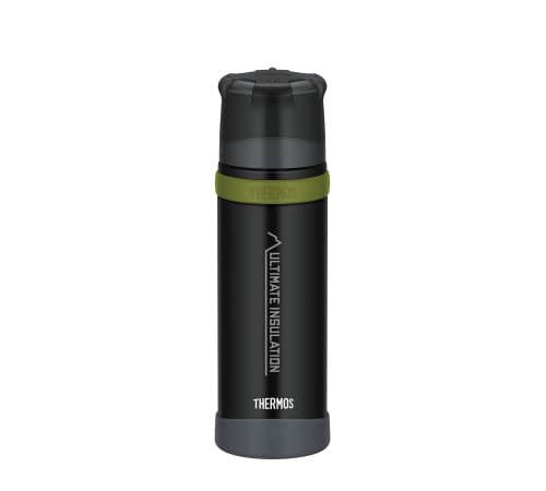 Thermos Mountain Beverage Bottle 0,50l, Black, Thermosflasche Edelstahl mit Trinkbecher, 24 h heiß / 24 h kalt, leichte Outdoorflasche, robust, zerlegbarer Verschluss, BPA-frei von Thermos