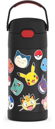 THERMOS FUNTAINER 12 Ounce Stainless Steel Vacuum Insulated Kids Straw Bottle, Pokemon von Thermos