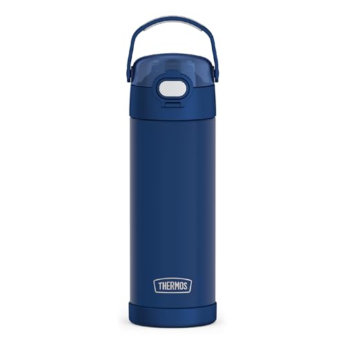 THERMOS FUNTAINER Vakuumisolierte Edelstahl-Flasche mit breitem Auslaufdeckel, 473 ml, Marineblau von Thermos
