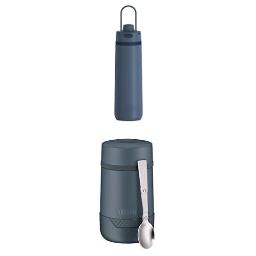 THERMOS GUARDIAN BOTTLE 0,70 l, lake blue, Thermosflasche Edelstahl, 18 h kalt, Tragegriff, Tracker + THERMOS GUARDIAN FOOD JAR 0,50 l, Thermobehälter Essen, lake blue, inkl. Löffel, Bonus Bowl von Thermos