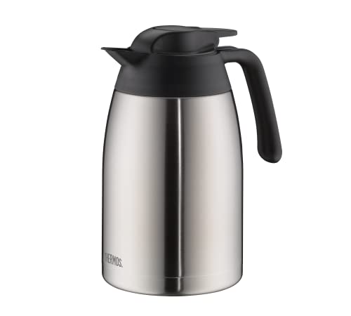 THERMOS THV 1,50l, steel, Thermoskanne 1,5l aus Edelstahl, 24 h heiß / 24 h kalt, absolut dicht, große Öffnung, Kaffeekanne, Teekanne, spülmaschinenfest, zerlegbarer Deckel, absolut dicht von Thermos