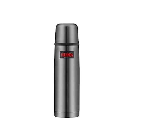 THERMOS LIGHT & COMPACT BEVERAGE BOTTLE 0,75l, stone grey, Thermosflasche Edelstahl, Isolierflasche grau mit Trinkbecher, 18 h heiß / 24 h kalt, spülmaschinenfest, absolut dicht, BPA-frei von Thermos