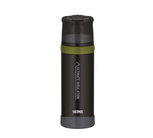 THERMOS MOUNTAIN BEVERAGE BOTTLE 0,75l, black, Thermosflasche Edelstahl mit Trinkbecher, 24 h heiß / 24 h kalt, leichte Outdoorflasche, robust, zerlegbarer Verschluss, BPA-frei von Thermos