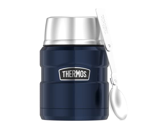 Thermos Stainless King Food JAR 0,47l, Midnight Blue, Thermosbehälter aus Edelstahl mit Löffel, 6h heiß / 24h kalt, absolut dicht für Suppe, Müsli, Thermobehälter Essen, spülmaschinenfest von Thermos