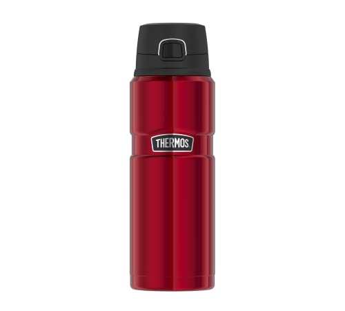THERMOS STAINLESS KING BOTTLE 0,70 l, cranberry red, Thermosflasche aus Edelstahl mit Safe Flow Lid, 15 h heiß / 24 h kalt, Wasserflasche, Trinkflasche für Tee, spülmaschinenfest, BPA-frei von Thermos