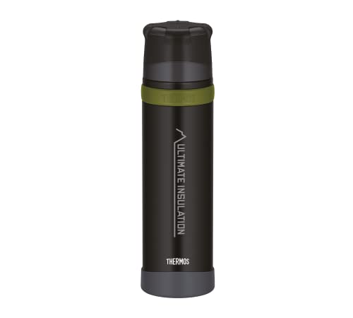 THERMOS MOUNTAIN BEVERAGE BOTTLE 0,9l, black, Thermosflasche Edelstahl mit Trinkbecher, 24 h heiß / 24 h kalt, leichte Outdoorflasche, robust, zerlegbarer Verschluss, BPA-frei von Thermos