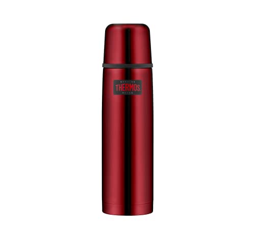 THERMOS LIGHT & COMPACT BEVERAGE BOTTLE 0,75l, cranberry red, Thermosflasche Edelstahl, Isolierflasche rot mit Trinkbecher, 18 h heiß / 24 h kalt, spülmaschinenfest, absolut dicht, BPA-frei von Thermos