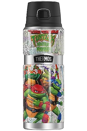 Teenage Mutant Ninja Turtles: Mutant Mayhem OFFICIAL Logo And Turtles THERMOS STAINLESS KING Stainless Steel Drink Bottle, Vacuum insulated & Double Wall, 24oz von Thermos