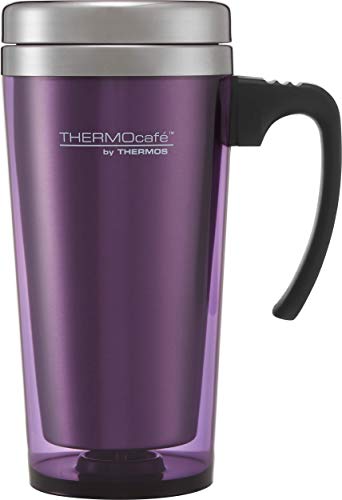 ThermoCafé Thermobecher, Kunststoff und Edelstahl, weicher Griff, 420 ml, Plastik, Translucent Purple, 420 ml von Thermos