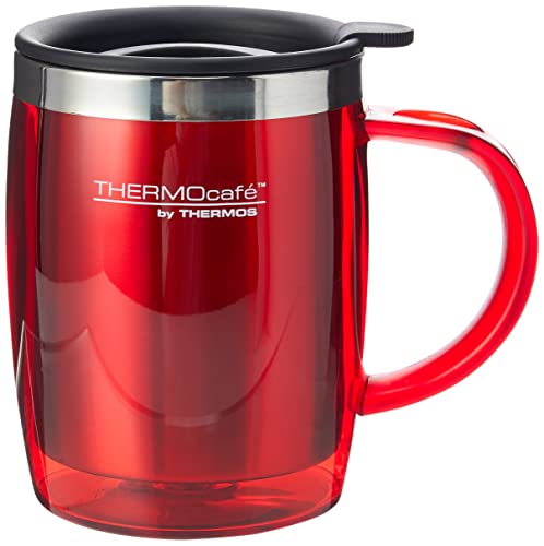 ThermoCafé Thermobecher, Kunststoff und Edelstahl, 450 ml, Plastik Edelstahl, rot, 0.45L von Thermos
