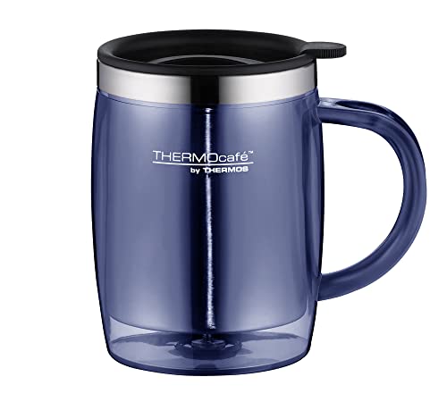 TC DESKTOP CUP 0,35l, midnight blue, Isoliertasse aus Edelstahl / Kunststoff, hält länger heiß oder kalt mit Decke, schwappsicher, byTHERMOS, Bürotasse, passt unter Kaffeeautomat von THERMOcafé by THERMOS