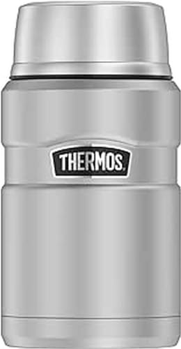Thermos STAINLESS KING FOOD JAR 0,71l, stainless steel, Thermosbehälter aus Edelstahl, 14h heiß / 24h kalt, absolut dicht für Suppe, Müsli, Eintopf, Thermobehälter für Essen groß, spülmaschinenfest von Thermos