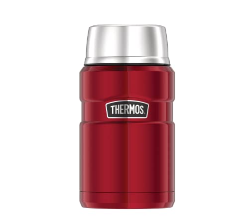 Thermos STAINLESS KING FOOD JAR 0,71l, cranberry red, Thermosbehälter aus Edelstahl, 14h heiß / 24h kalt, absolut dicht für Suppe, Müsli, Eintopf, Thermobehälter für Essen groß, spülmaschinenfest von Thermos