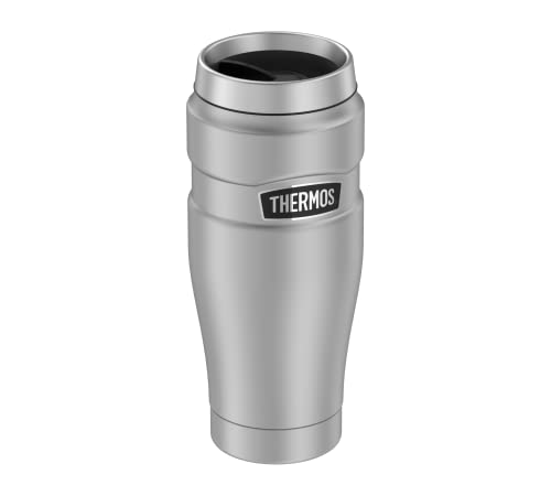 Thermos Thermobecher Stainless King, Kaffeebecher to go Edelstahl mattiert 470ml,Isolierbecher spülmaschinenfest, dicht, Coffee to Go 7 Stunden heiß, 18 Stunden kalt, BPA-Free, Edelstahl, 0,47 Liter von Thermos