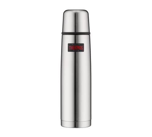 THERMOS LIGHT & COMPACT BEVERAGE BOTTLE 1l, stainless steel mat, Thermosflasche Edelstahl, Isolierflasche rot mit Trinkbecher, 12 h heiß / 24 h kalt, spülmaschinenfest, absolut dicht, BPA-frei von Thermos