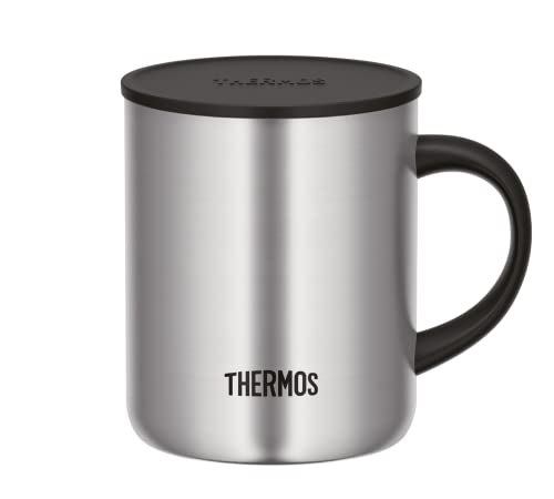 Thermos LONGLIFE CUP 0,35l, Edelstahlbecher mit auflegbarem Deckel oder Untersetzer, Kaffeebecher Edelstahl, Campingtasse, hält Getränke länger heiss oder kalt, spülmaschinenfest, BPA-frei von Thermos