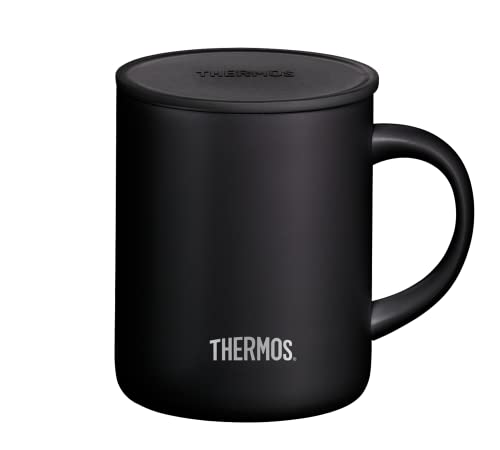 Thermos Edelstahlbecher Longlife Cup 350ml, Tasse Edelstahl schwarz mit auflegbarem Deckel, Kaffeebecher hält Getränke länger heiß, ideal für Büro oder Camping - 4071.232.035 von Thermos