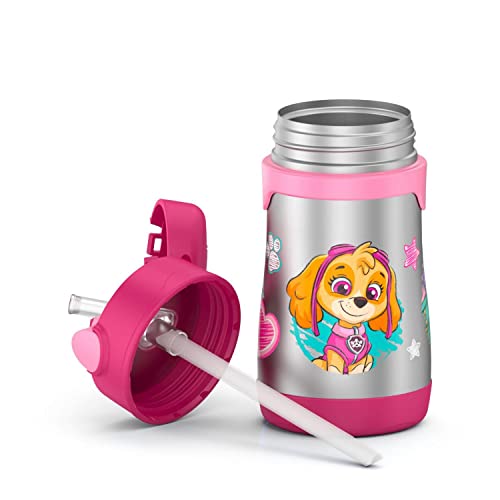 Thermos Foogo 10oz/290mL Vacuum Insulated Stainless Steel Straw Bottle, Paw Patrol Pink von Thermos