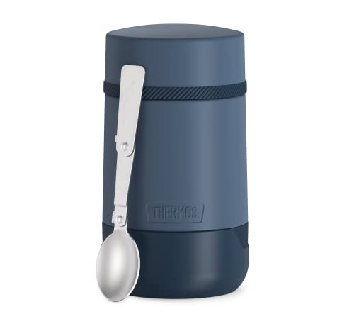 Thermos GUARDIAN FOOD JAR 0,50 l, lake blue, Thermobehälter für Essen 500 ml blau, Edelstahl, mit Löffel, Bonus Bowl für Müsli, Toppings, absolut dicht, auslaufsicher von Thermos