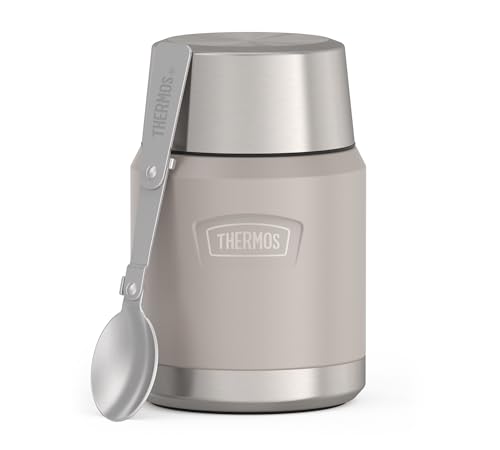 Thermos ICON Food Jar 0,47 l, beige matt sandstone, Speisegefäß für Essen 470 ml, doppelwandigem 18/8 Edelstahl, hält warm und kalt, mit klappbarem Löffel, rutschfester Boden, absolut dicht Thermos ICON Food Jar 0,47 l, beige matt sandstone, Speisegefäß für Essen 470 ml, doppelwandigem 18/8 Edelstahl, hält warm und kalt, mit klappbarem Löffel, rutschfester Boden, absolut dicht von Thermos