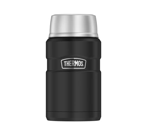 Thermos STAINLESS KING FOOD JAR 0,71l, black mat, Thermosbehälter aus Edelstahl, 14h heiß / 24h kalt, absolut dicht für Suppe, Müsli, Eintopf, Thermobehälter für Essen groß, spülmaschinenfest von Thermos