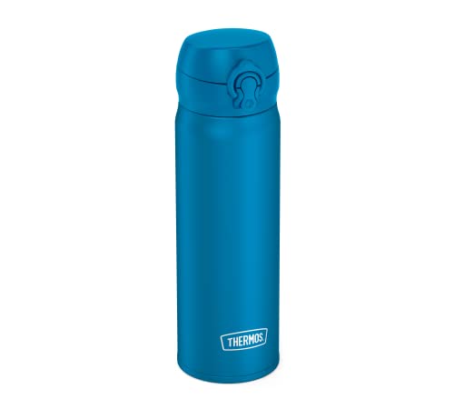 Thermos ULTRALIGHT BOTTLE 0,50 l, azure water mat, Thermosflasche aus Edelstahl, 10 heiß / 20 h kalt, absolut dicht für Wasser, Tee, stille Getränke von Thermos