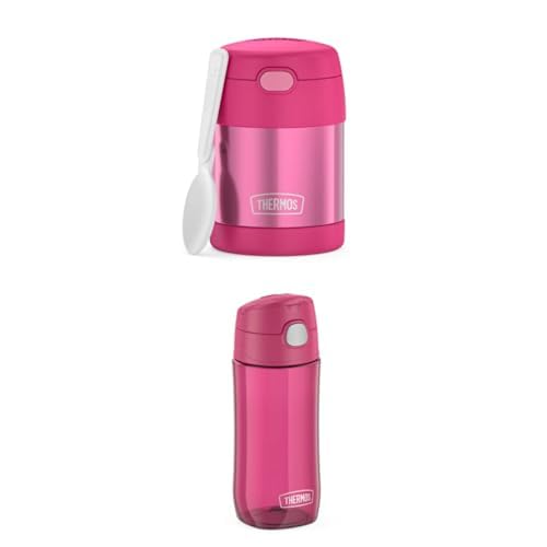 Thermos kids FUNTAINER FOOD JAR 0,30l, pink, Thermobehälter für Essen mit Löffel, 5 h heiß / 7 h kalt kids FUNTAINER TRITAN BOTTLE, pink, Kinder-Trinkflasche aus Tritan, leicht von Thermos