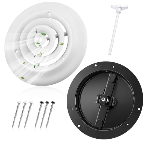 Therwen 1 Packung 20.3 cm runde Lüftungsabdeckung Deckendiffusor HVAC Entlüftungsk Abdeckung Ersatz mit Stahl-Schmetterlingsdämpfer Fitting in 8 Zoll K, Außenmaße:30.5 cm von Therwen