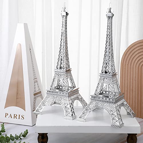 Therwen 2 Stück 38,1 cm Metall Eiffelturm Statue Dekor Paris Eiffelturm Modell Figur Replik Ständer Halter für Motto Party Dekoration Kuchen Topper Schlafzimmer Zimmer Zuhause Tisch Sammlerstück von Therwen