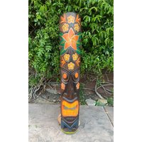 Tiki Totem Plumeria Blumen Holz Maske Tropical Bar Terrasse Dekor 100 X 15 cm von Thetikistop