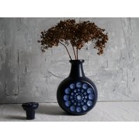 Blaue Vintage-Keramikflasche Von Strehla Made in Esat Germany 670, Vase von ThevintageOldies