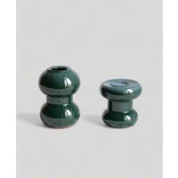 Grüner Kerzenständer Und Grüne Vintage-Vase Aus Keramik von ThevintageOldies