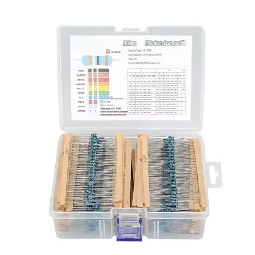 2600pcs Widerstandssortiment für Projekte und Experimente Widerstandsset 0,25W Folie mit Aufbewahrungsbox 1/8W Profi Komponenten Set von Thewasc