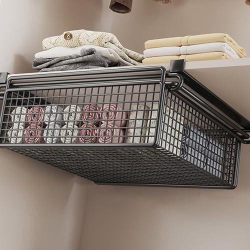 Ausziehbarer Kleiderkorb, Schrank, Organizer, Abfalleimer, hängende ausziehbare Schublade unter dem Regal, Aufbewahrungskorb, multifunktionaler Eisenschrank, Trennwand von Thewasc
