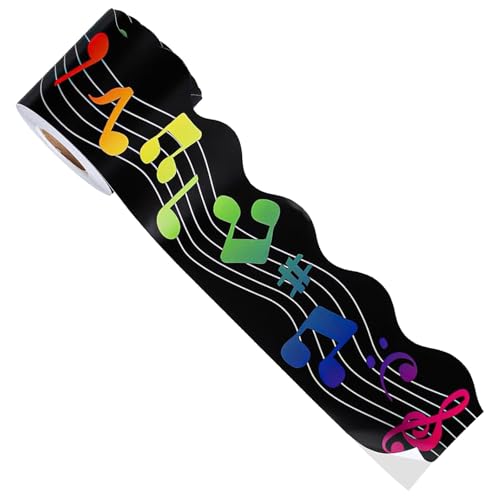 Gebogener Pinnwand-Bordüre, Musiknoten-Aufkleber, schwarze Wellen, Rand für Klassenzimmer, gewellte schwarze Wellenverzierung für Klassenzimmer-Dekoration Gebogener Pinnwand-Bordüre, Musiknoten-Aufkleber, schwarze Wellen, Rand für Klassenzimmer, gewellte schwarze Wellenverzierung für Klassenzimmer-Dekoration von Thewasc