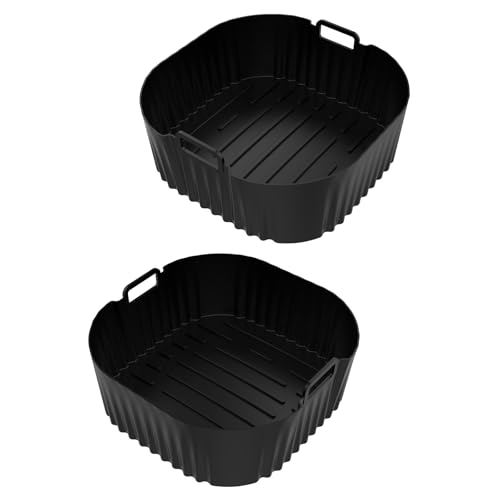 Thewasc 2 Stück Air Fritteusen Pad Korb Quadratische Form Multifunktionales Silikon Kochwerkzeug Für Vielbeschäftigte Professionelle Antihaft-Zubehör von Thewasc