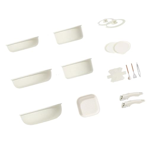 Thewasc Antihaft-Kochgeschirr-Set mit abnehmbarem Griff, Aluminium-Bratpfanne, Bratpfanne, Kochgeschirr zum Sautieren von Steak und Rühren, Bratpfanne, antihaftbeschichtet von Thewasc