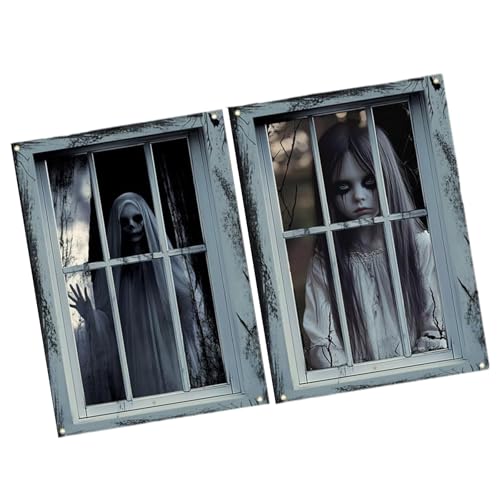 Thewasc Halloween Party Gruseliger Hintergrund Hängender Stoffvorhang für Tür und Fenster Polyester Waschbar Dekoration Halloween Gruseliger Türvorhang von Thewasc