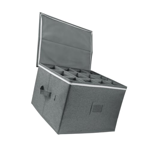 Thewasc Hartschalen-Faltbox für rote und weiße Champagnergläser, Weinglashalter mit organisierten Fächern, Weinglas-Aufbewahrungsbox von Thewasc