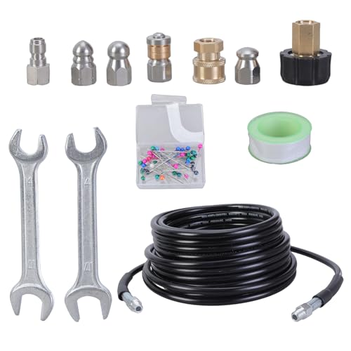 Thewasc Hochdruckabwasserkanal Mit 15 M Für Die Druckwaschmaschine 5800psi Multiple Düsenmodi Zubehör Freien Reinigungswerkzeug von Thewasc